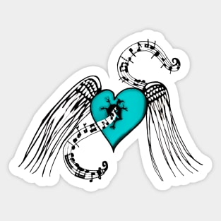 Heart Music Blue Sticker